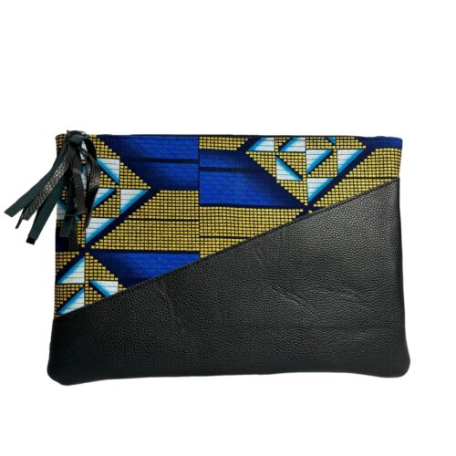 pochette ordinateur femme wax Ama bleu doré graphique mac 13 pouces