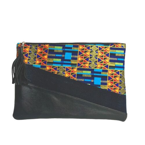 pochette ordinateur femme wax graphique Ama bleu doré mac 13 pouces
