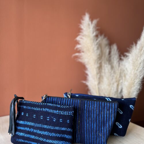 pochette DJALLI pagne tissé indigo coton fait main