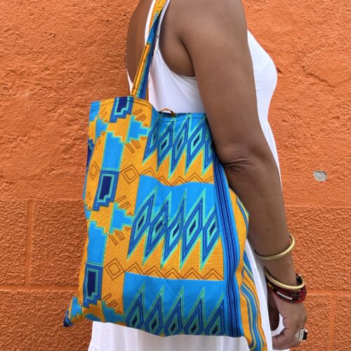 tote bag wax cabas coton africain artisanal doublé pochette