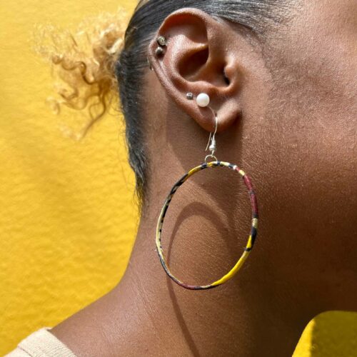 boucles d'oreille créoles wax MINA doré coloré best-seller léger