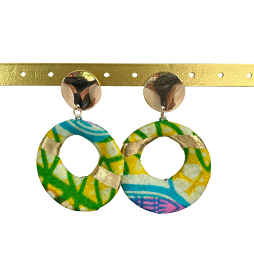 boucles d'oreilles wax NABOU bleu vert et doré